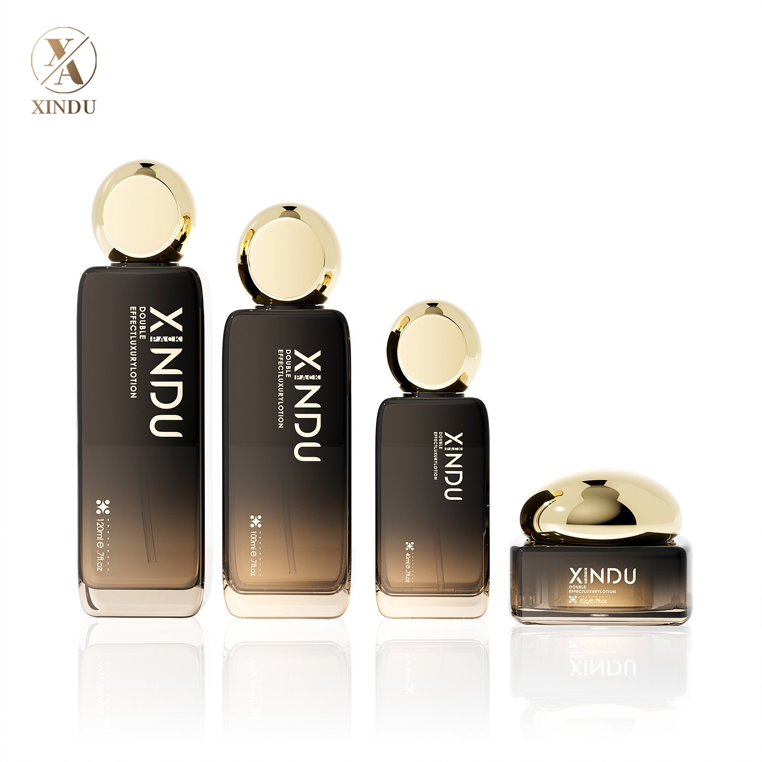 Empty 30 50ml Cream Cosmetic Containers Set Glass Lotion Jar Serum Pump Bottle Luxury Flat Square Skincare Packaging Set