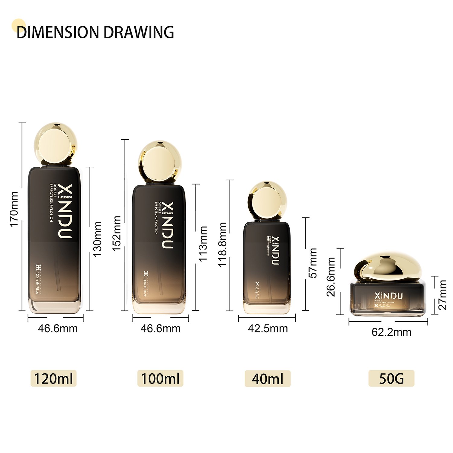 Empty 30 50ml Cream Cosmetic Containers Set Glass Lotion Jar Serum Pump Bottle Luxury Flat Square Skincare Packaging Set