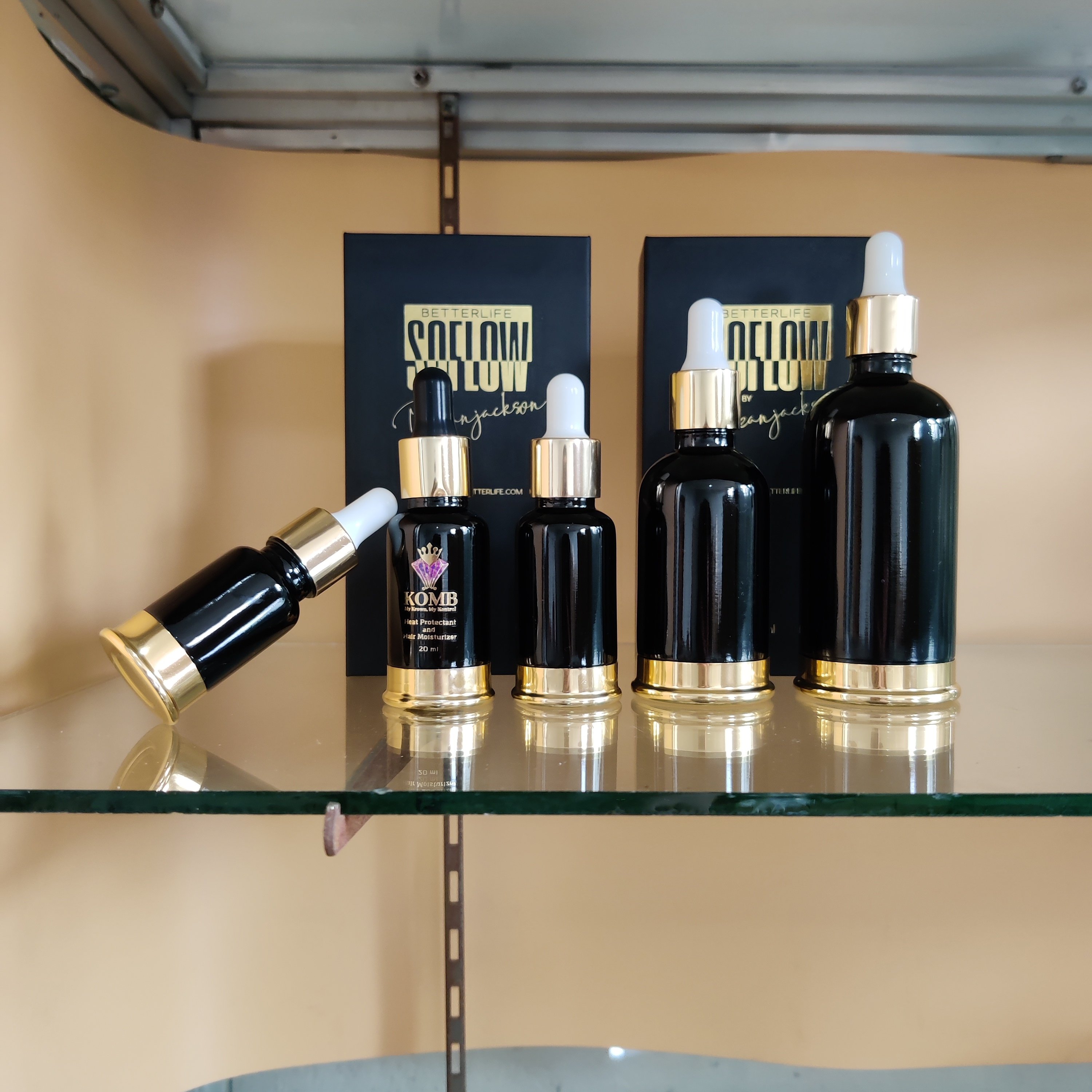 cosmetic packaging gold base metal opal white essential oil glass bottle with dropper bottle screen printing serum bottle