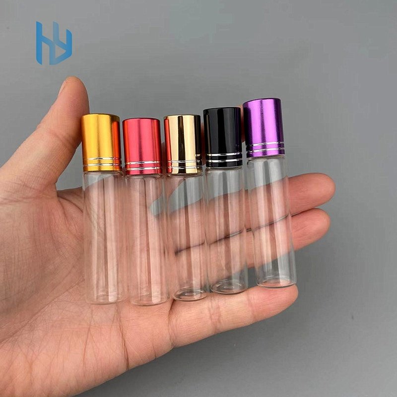 Low moq 1ml/2ml/3ml/5ml/10ml/12ml/15ml round roller ball perfume glass bottles with private labels