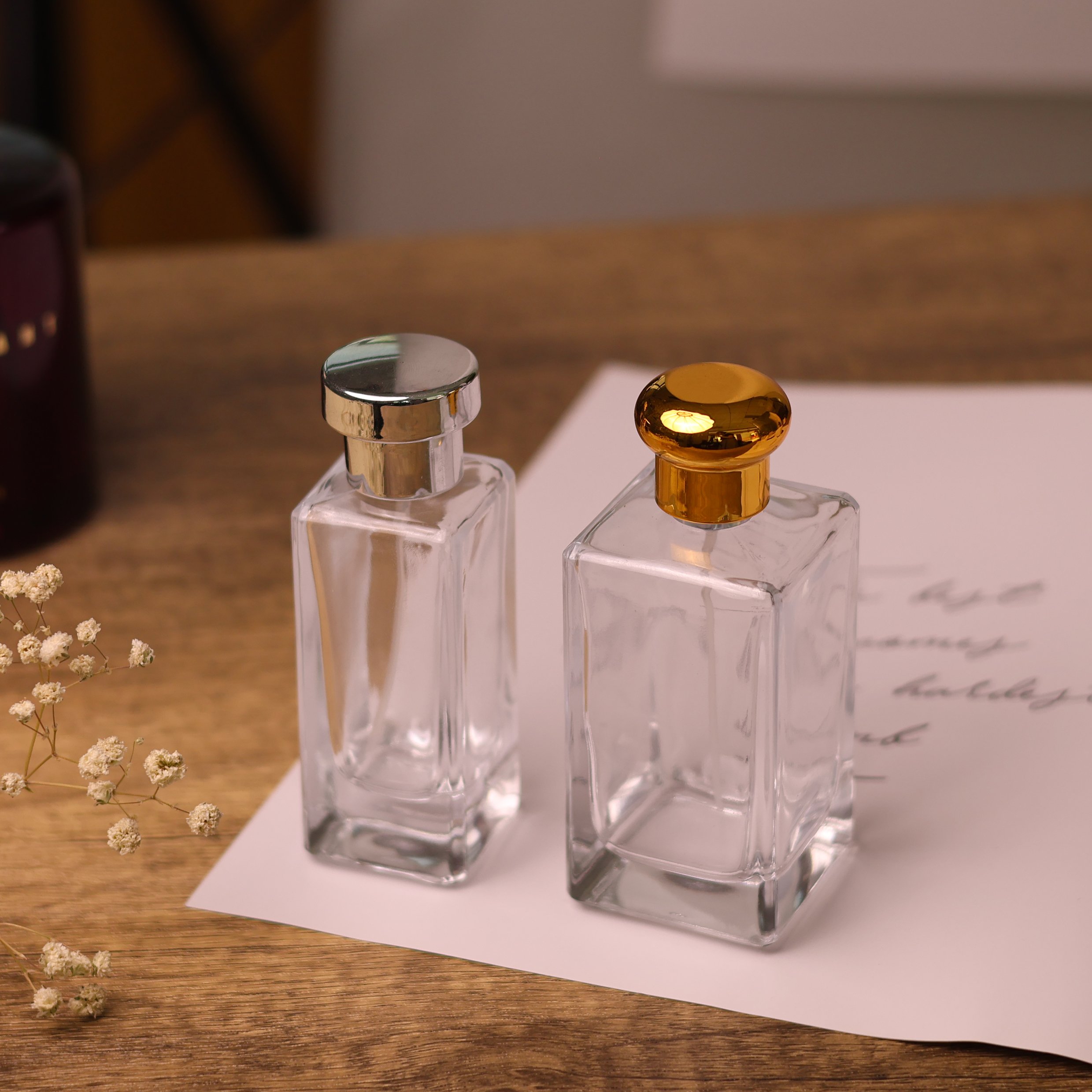 High end Sprayer Pump 30ml Perfume Bottle Empty Square Customize 50ml 100ml Perfumes Bottles