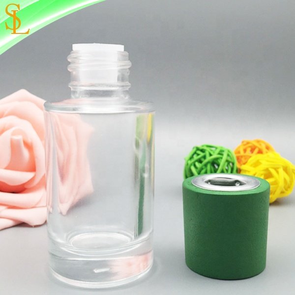 30 ml cylinder round reed diffuser glass bottle empty decorative bottle for perfume with wooden cap