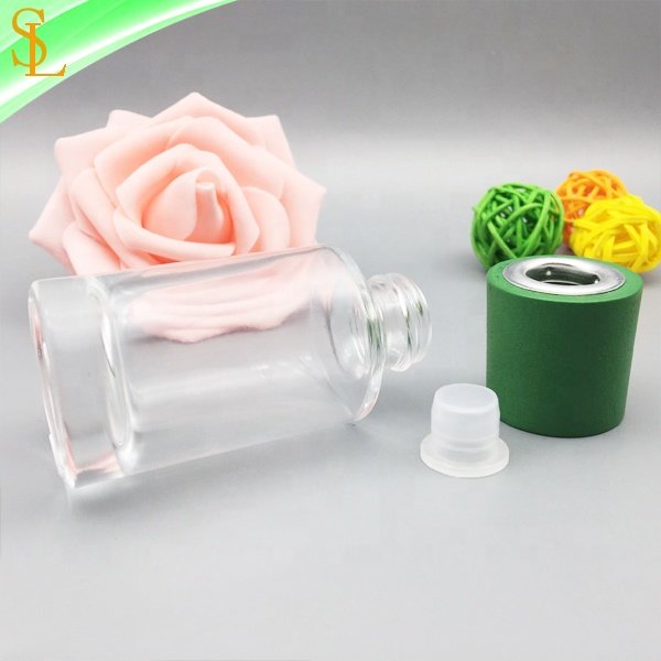 30 ml cylinder round reed diffuser glass bottle empty decorative bottle for perfume with wooden cap