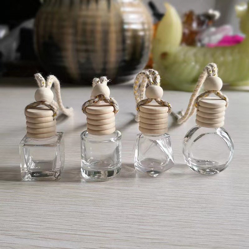 6ml 10ml Car fragrance reed diffuser colorful square glass bottle perfume aroma auto hanging diffuser air freshener