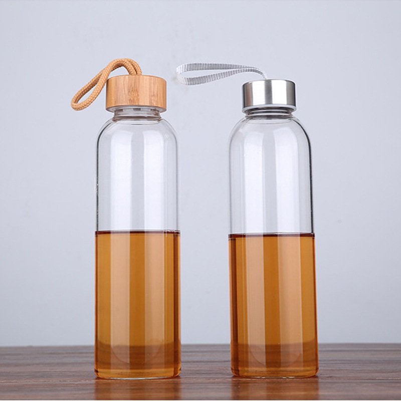 500 ml 750 ml 1000 ml transparent screw lid voss water glass bottle for juice water borosilicate frosted glass water botte