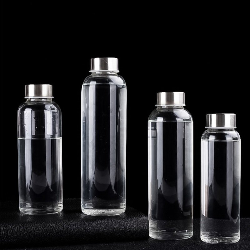 500 ml 750 ml 1000 ml transparent screw lid voss water glass bottle for juice water borosilicate frosted glass water botte