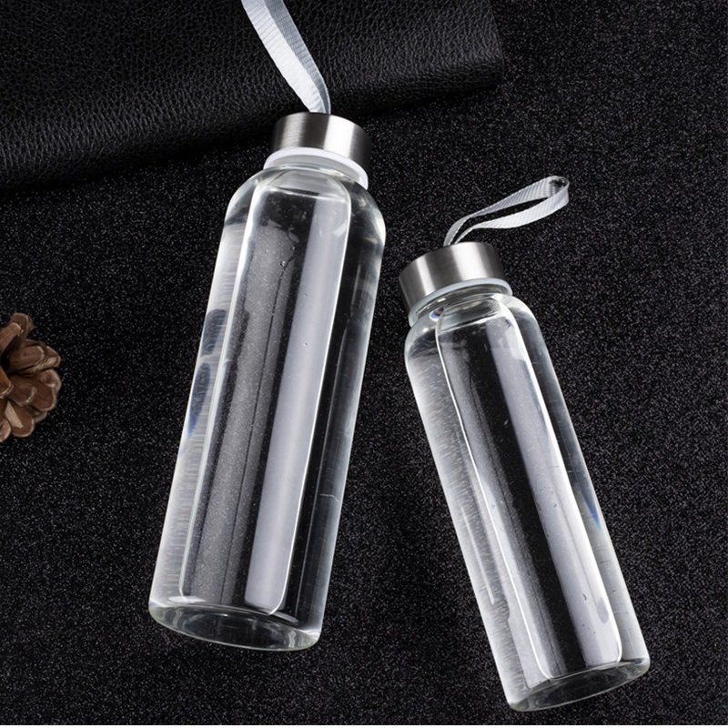 500 ml 750 ml 1000 ml transparent screw lid voss water glass bottle for juice water borosilicate frosted glass water botte