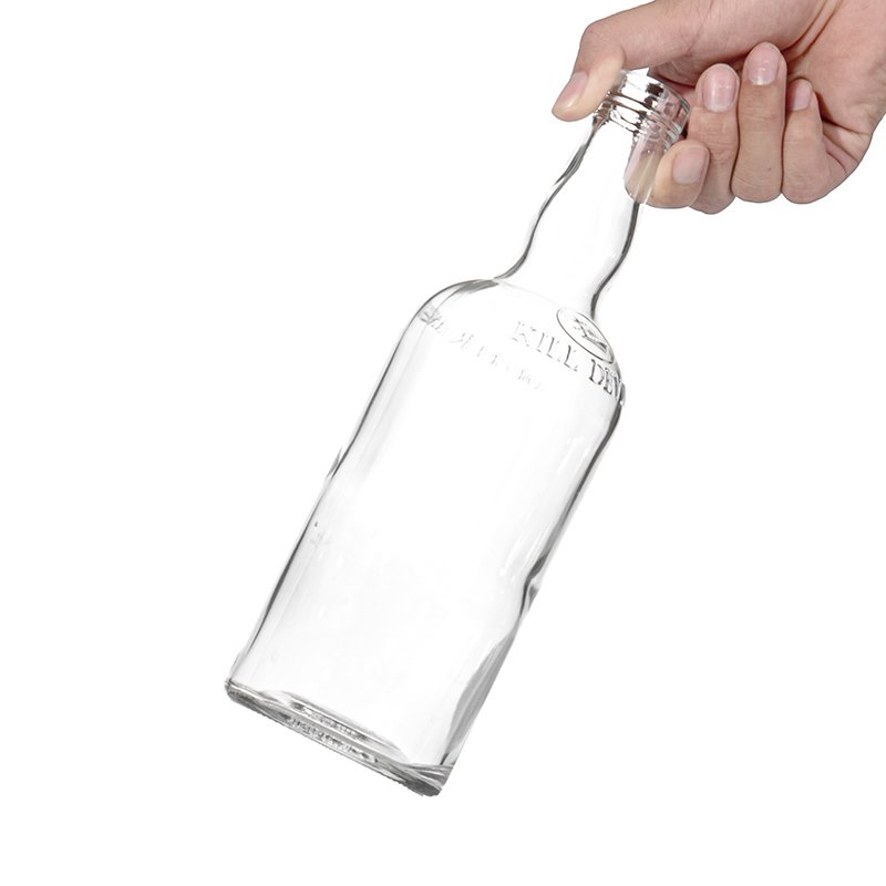 OEM custom logo 750ml extra flint clear square shape spirits liquor gin vodka whiskey glass bottle