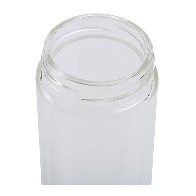 Coffee, tea, fruit 16oz wide mouth 2 bamboo lid borosilicate glass sports drinking water bottles glass tea tumbler with strainer