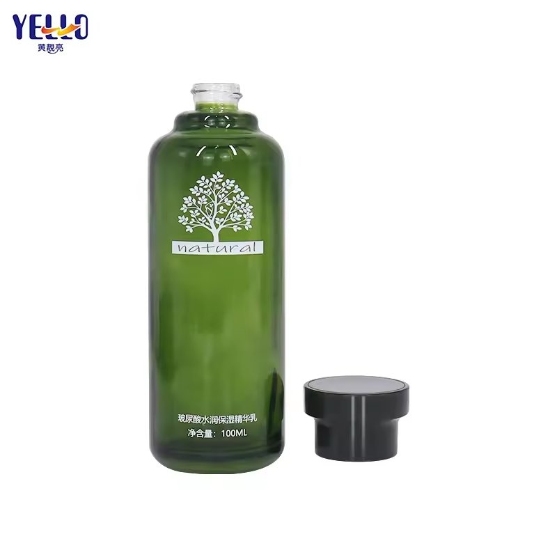 Factory Price Glass Empty Cylinder Shape 50Ml 100Ml 120Ml Green Lotion Pump Bottle With Lips