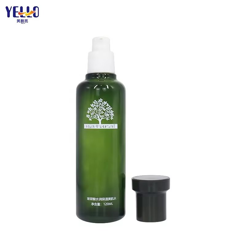 Factory Price Glass Empty Cylinder Shape 50Ml 100Ml 120Ml Green Lotion Pump Bottle With Lips