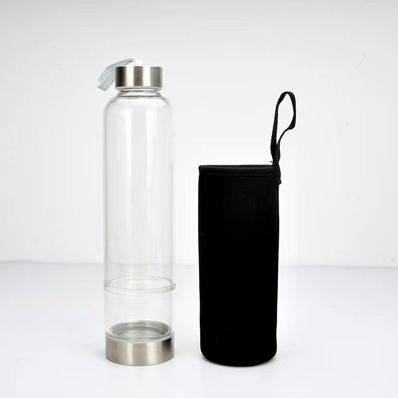 Crystal Stones Glass Water Cup High Borosilicate Heat Resistance Water Bottle