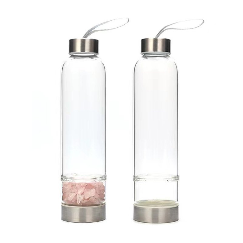Crystal Stones Glass Water Cup High Borosilicate Heat Resistance Water Bottle
