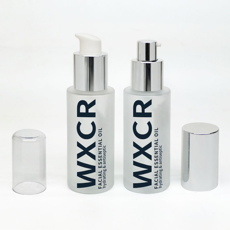 frosted thick bottom skincare essential oil serum glass bottle pump 30 ml 100ml lotion dispenser containers