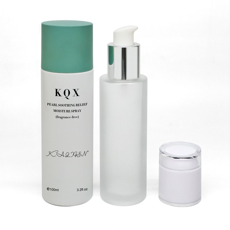 frosted thick bottom skincare essential oil serum glass bottle pump 30 ml 100ml lotion dispenser containers