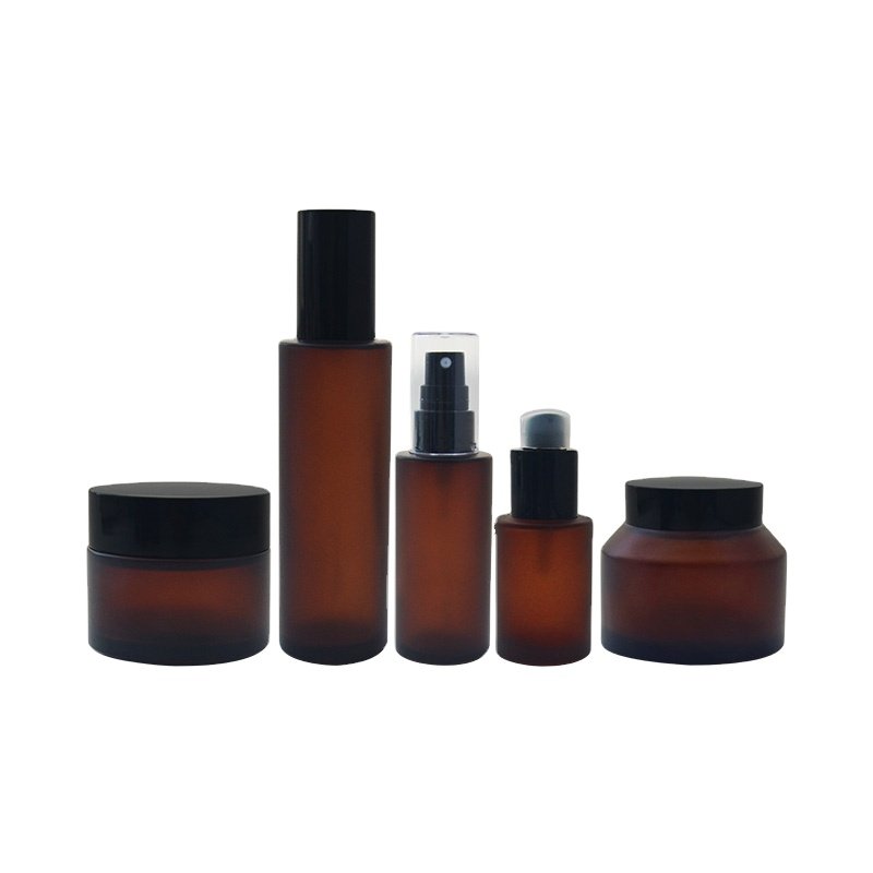 frosted thick bottom skincare essential oil serum glass bottle pump 30 ml 100ml lotion dispenser containers