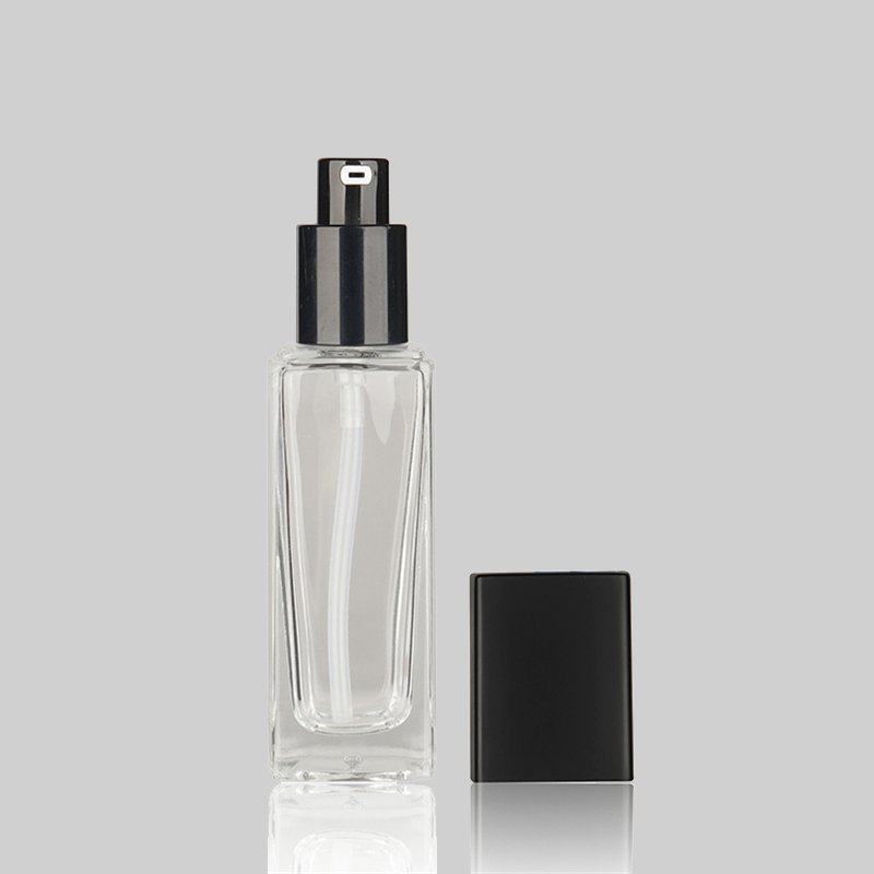 100ml 120ml Glass Toner Lotion Bottle 30g 50g Cream Jar Frosted Clear Body Black lid Cosmetic Packaging Set Square Glass Bottle