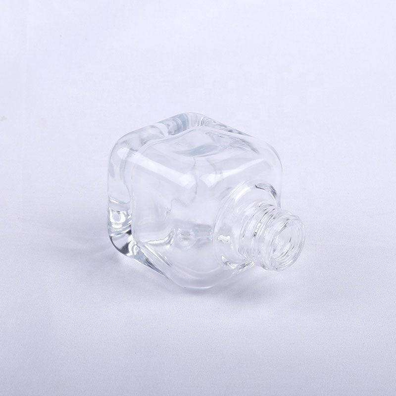 High Grade Cosmetics Sub-emulsion Bottle 30ml transparent square Glass Bottle with white pump lid