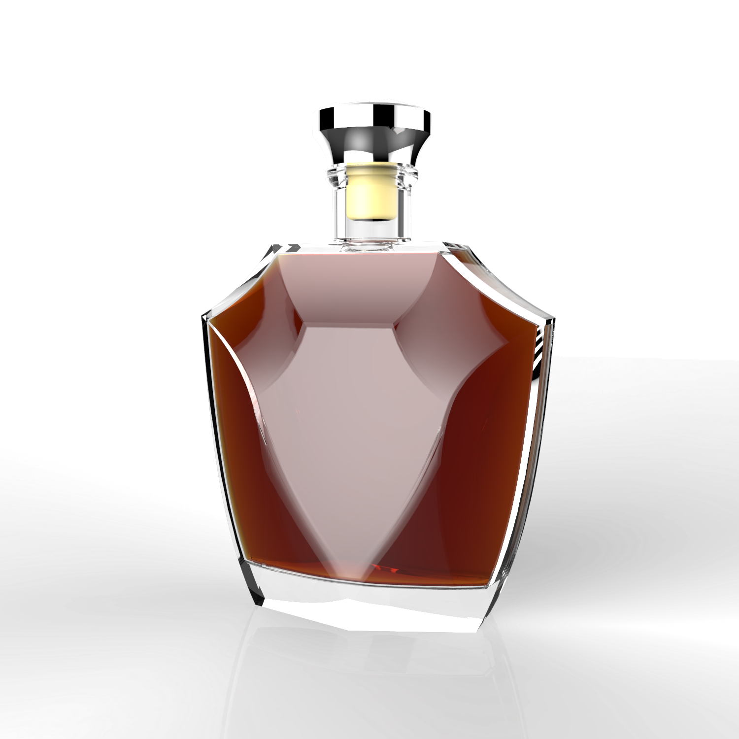 wholesale clear round glass bottle design shape with cork wisky brandy liquor bottle