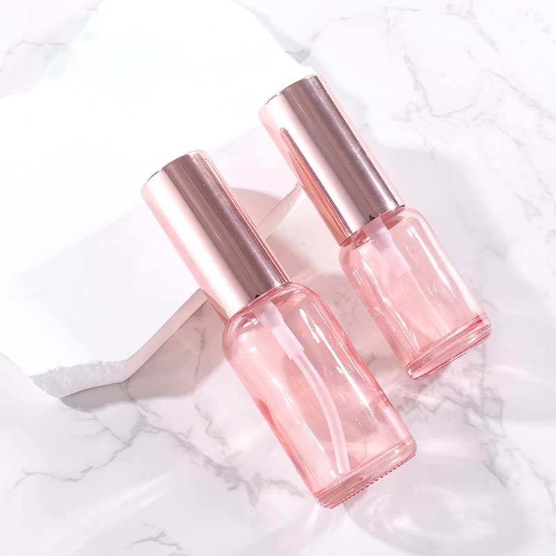 5ml 10ml 15ml 30ml 50ml 100ml 2oz 4OZ fine mist Pink glass spray perfume bottle with aluminum rose gold sprayer