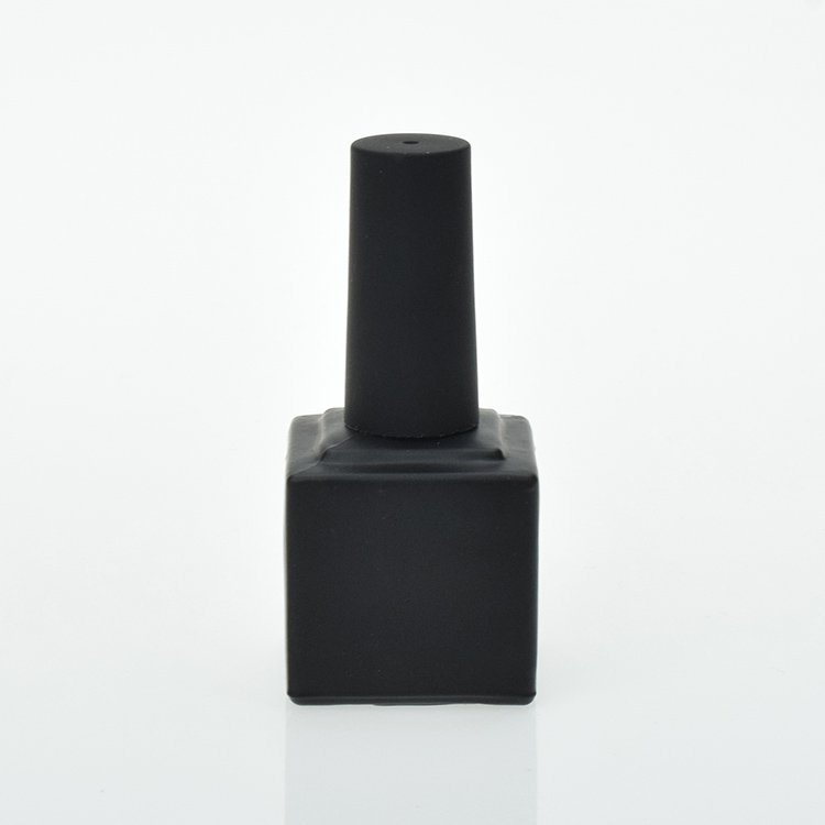 10ml Matte Black Uv Sunlight Block Glossy Black Enamel Glue Packaging Vial Empty Nail Polish Oil Square Glass Bottle With Brush
