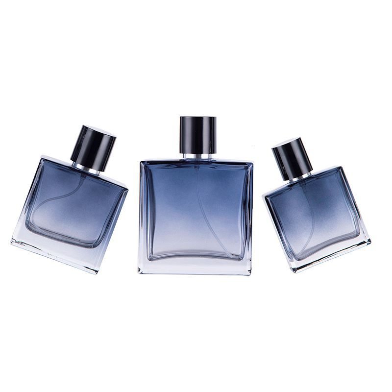 Wholesale 30ml 50 Ml Frosted Matte Blue Perfume Glass Bottle Special Shape Pump Spray Glass Bottle Customization
