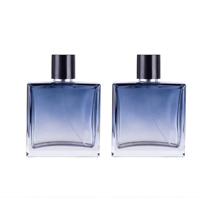 Wholesale 30ml 50 Ml Frosted Matte Blue Perfume Glass Bottle Special Shape Pump Spray Glass Bottle Customization