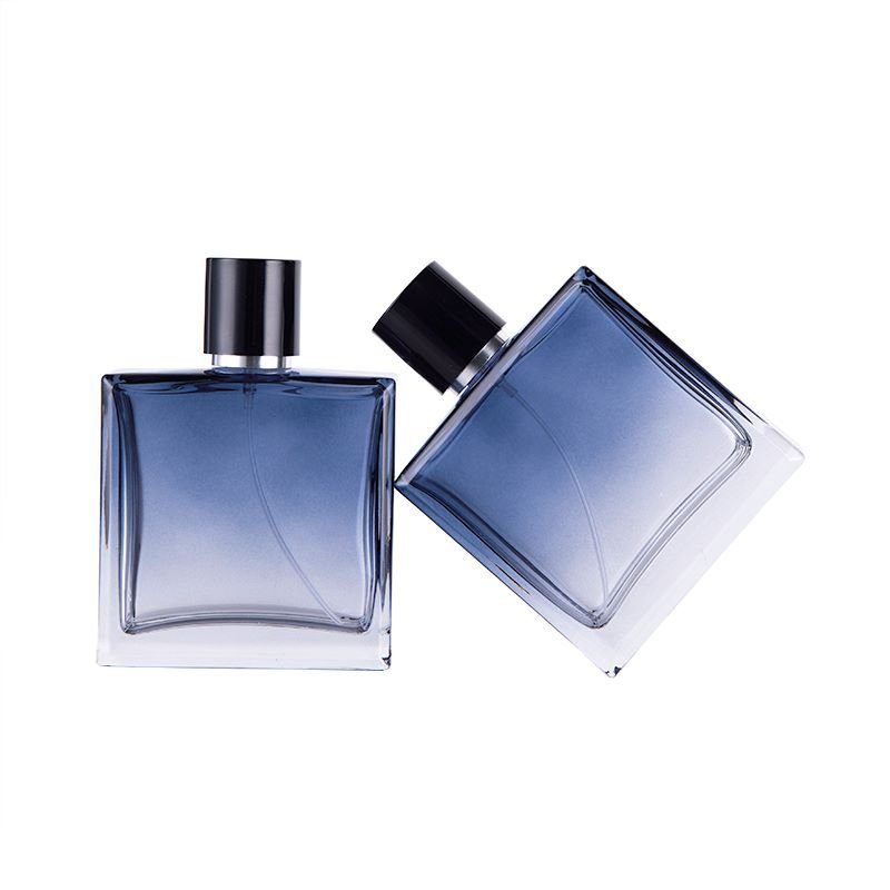 Wholesale 30ml 50 Ml Frosted Matte Blue Perfume Glass Bottle Special Shape Pump Spray Glass Bottle Customization