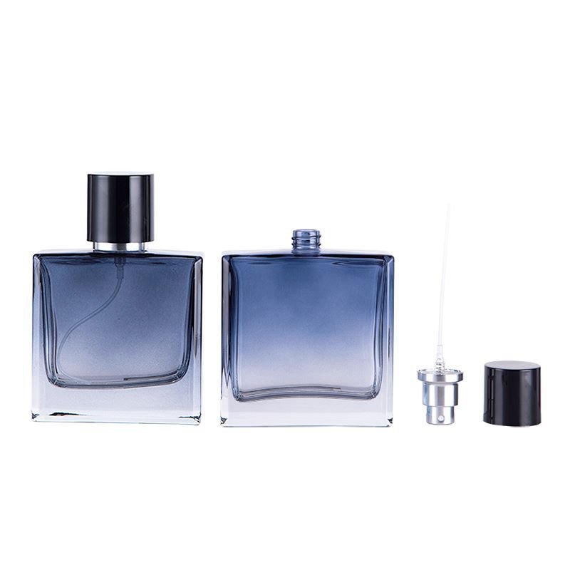 Wholesale 30ml 50 Ml Frosted Matte Blue Perfume Glass Bottle Special Shape Pump Spray Glass Bottle Customization