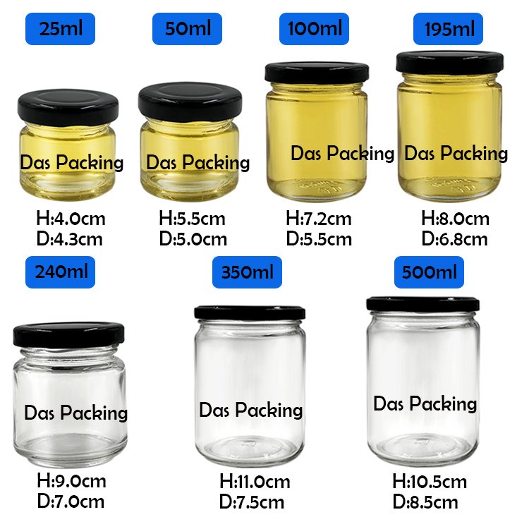 Round Cheap Small Honey Jars 50ml -500ml Honey Glass Bottle with Tin Lid