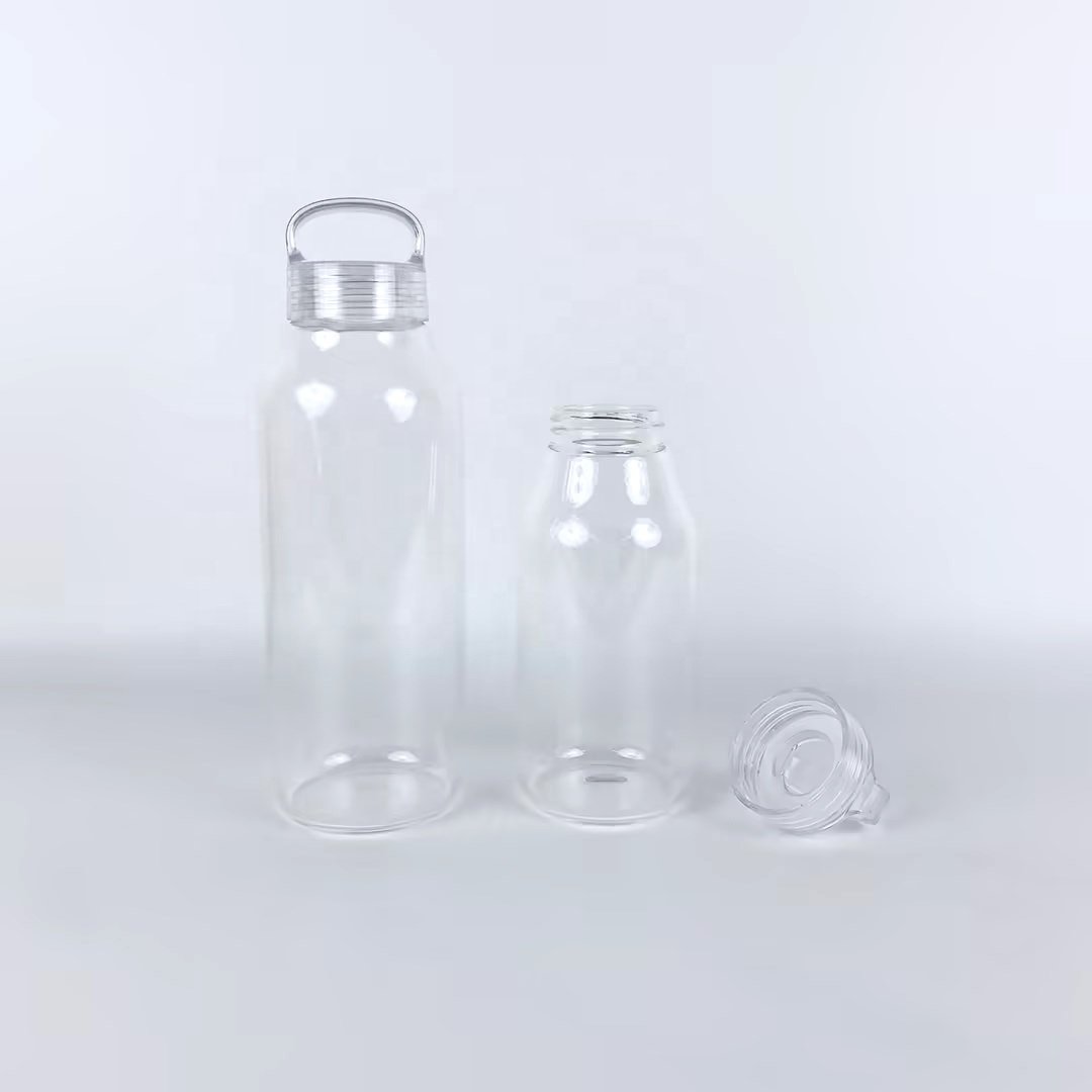 2024 Hot Sale Milk Box Glass Bottle with Plastic To Go Lid for Travel and Camping Mini 300ml 500ml Decal Logo Coffee Bottle