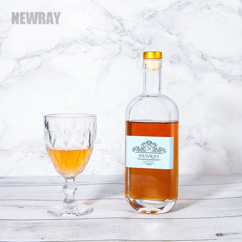 Empty Spirit Bottle 500ml 750ml 1000ml Round Shape Gin Rum Vodka Whisky Glass Bottle for Liquor