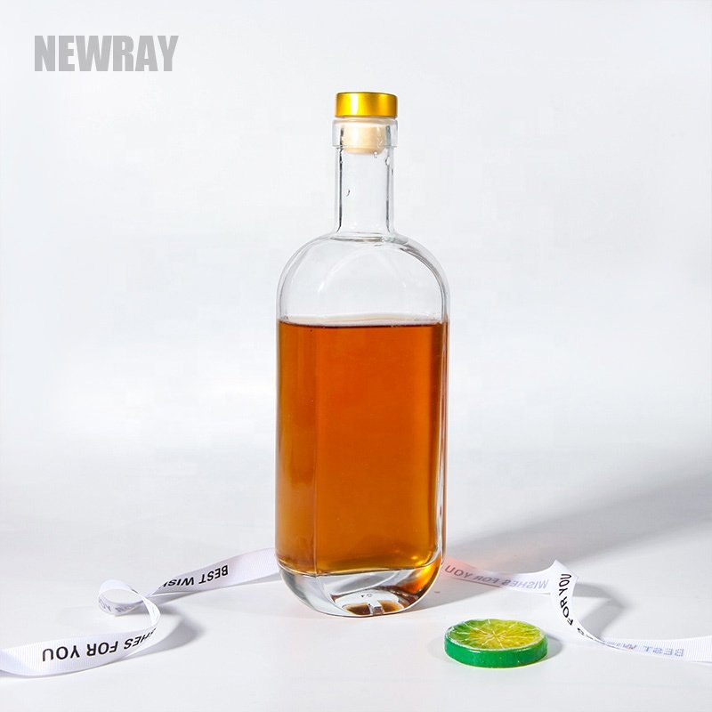 Empty Spirit Bottle 500ml 750ml 1000ml Round Shape Gin Rum Vodka Whisky Glass Bottle for Liquor