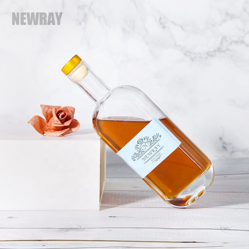 Empty Spirit Bottle 500ml 750ml 1000ml Round Shape Gin Rum Vodka Whisky Glass Bottle for Liquor