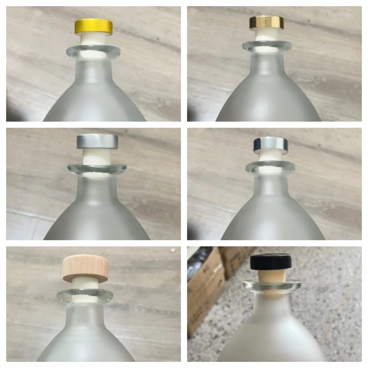 Clear frosted 100ml 250ml 375ml 500ml 750ml Empty Glass Wine Bottle Vodka Gin Rum Alcohol Whiskey Coffee Liquo with Cork