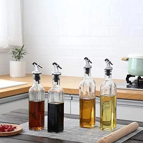 YoDao 250mL 500mL Oil Dispenser Glass Bottle for Kitchen Flip Olive Oil and Vinegar Dispenser Bottle for Kitchen Set