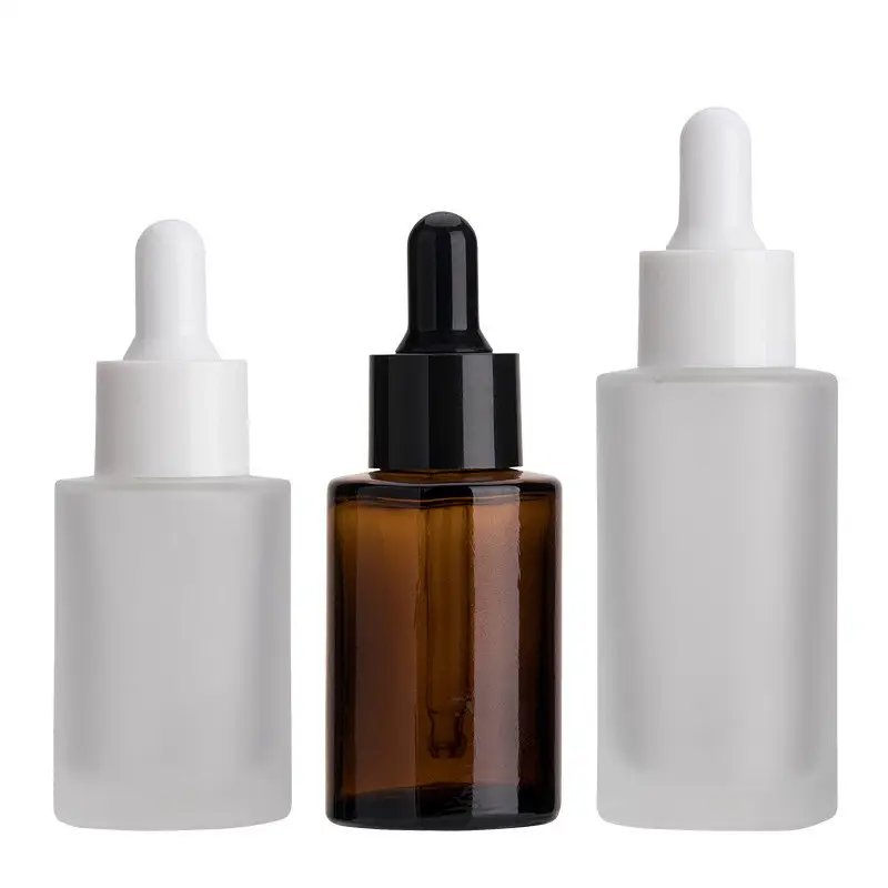 15 ml 30 ml 50 ml reusable flat shoulder round thick bottom glass dropper bottle