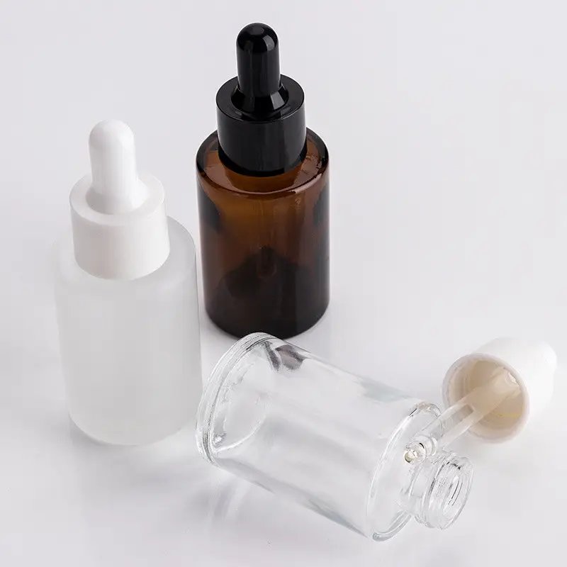15 ml 30 ml 50 ml reusable flat shoulder round thick bottom glass dropper bottle