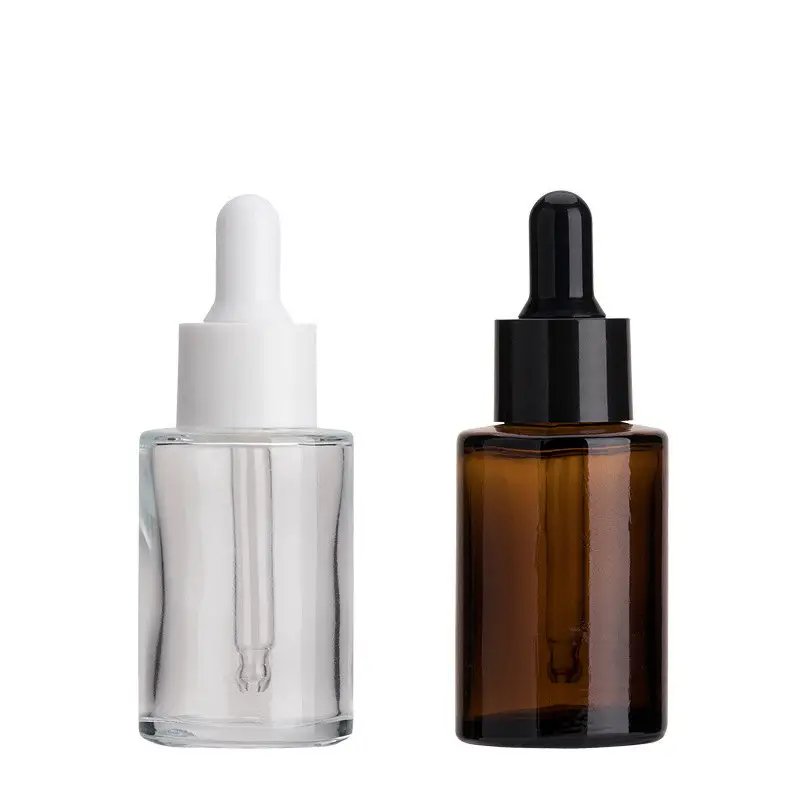 15 ml 30 ml 50 ml reusable flat shoulder round thick bottom glass dropper bottle