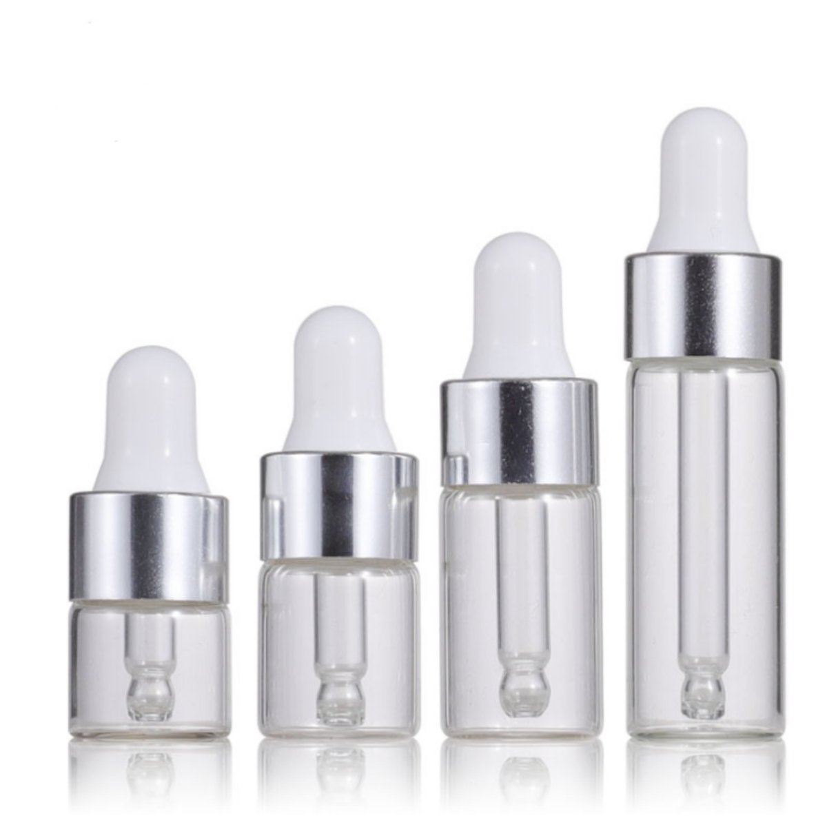 1ml 2ml 3ml 5ml custom printed empty mini glass sampler bottle with pipette gold ring cosmetics packaging glass dropper bottle