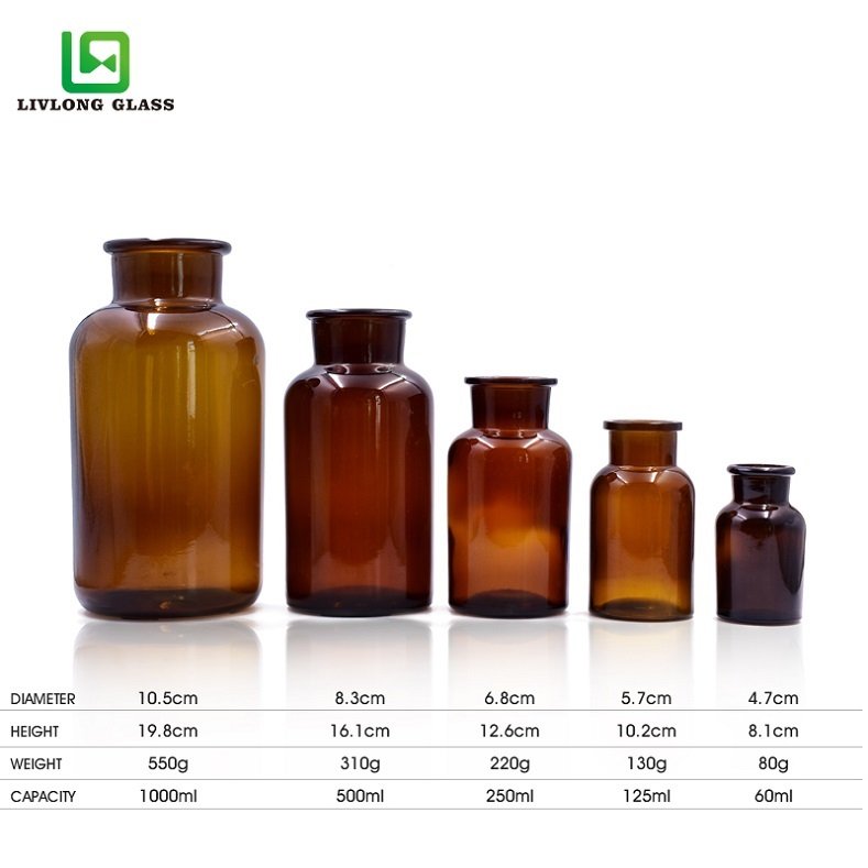 Aromatherapy 1000 ml 125ml 250ml 500ml 60ml Round Amber recycle diffuser glass bottles with amber glass separation cork