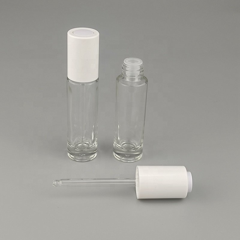 Rotation button press dropper bottle 15 ml clear glass bottle cosmetic serum dropper bottle with 18 mm white dropper