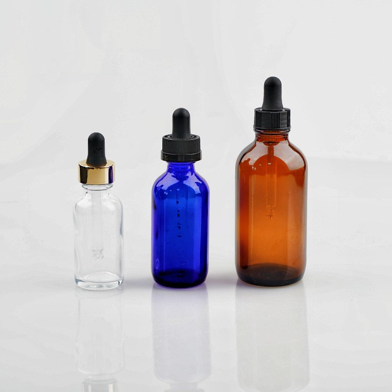 4 Oz 1 Oz 2oz 4oz 15ml 30 Ml 60ml 120 Ml Boston Round Bottles Amber with Dropper for Essential Oil Glass Cosmetic Size Screw Cap