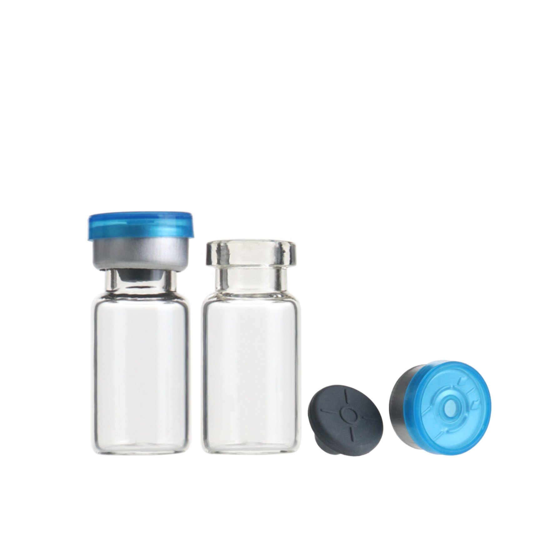 Empty mini small clear tubular penicillin vial 2ml pharmaceutical borosilicate glass bottle with aluminum plastic cap