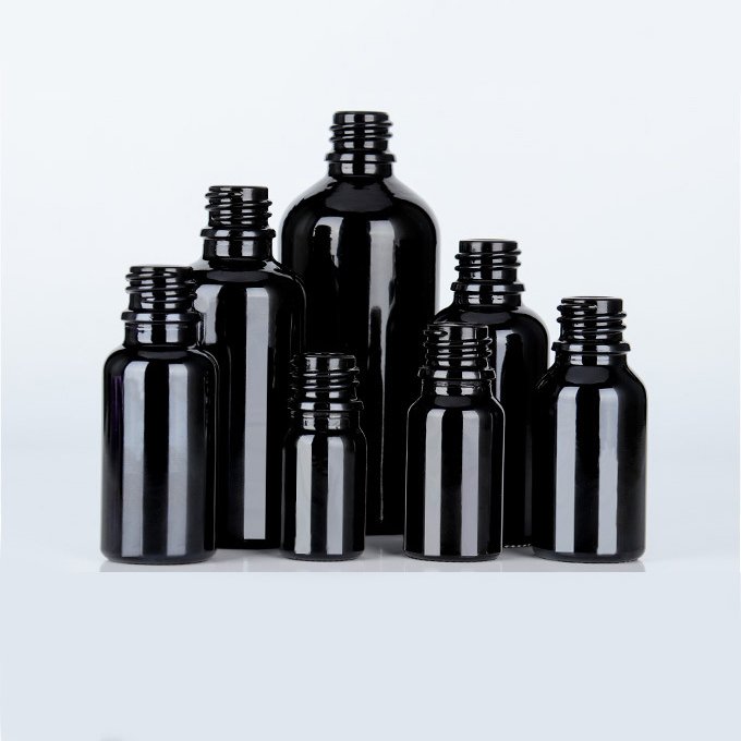 FOCSTAR 5ml 15ml 20ml 30ml 50ml 100ml Black Glass Cosmetic Refill Tincture Bottles for Essential Oils (BTL015)