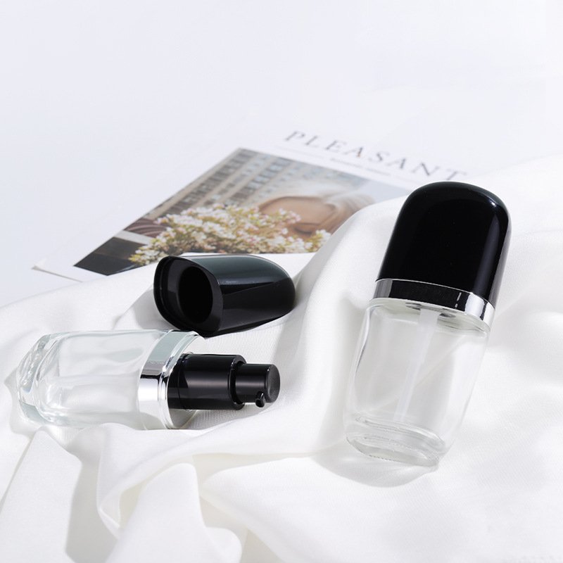 selling transparent 30ml oval emulsion Essential oil BB cream empty Skin care Liquid foundation Glass bottle