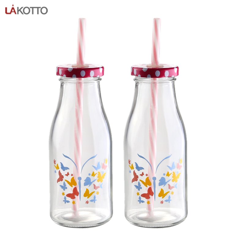 beverages industry use 280ml juice bottle print milk bottle glass milk bottle with metal lid