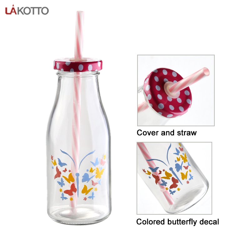 beverages industry use 280ml juice bottle print milk bottle glass milk bottle with metal lid