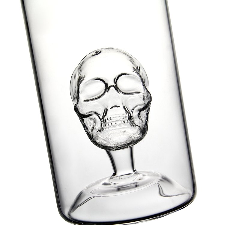 Handmade glass whiskey tequila vodka gin wine bottle Food grade 1000 ml glass bottle with skeleton inside
