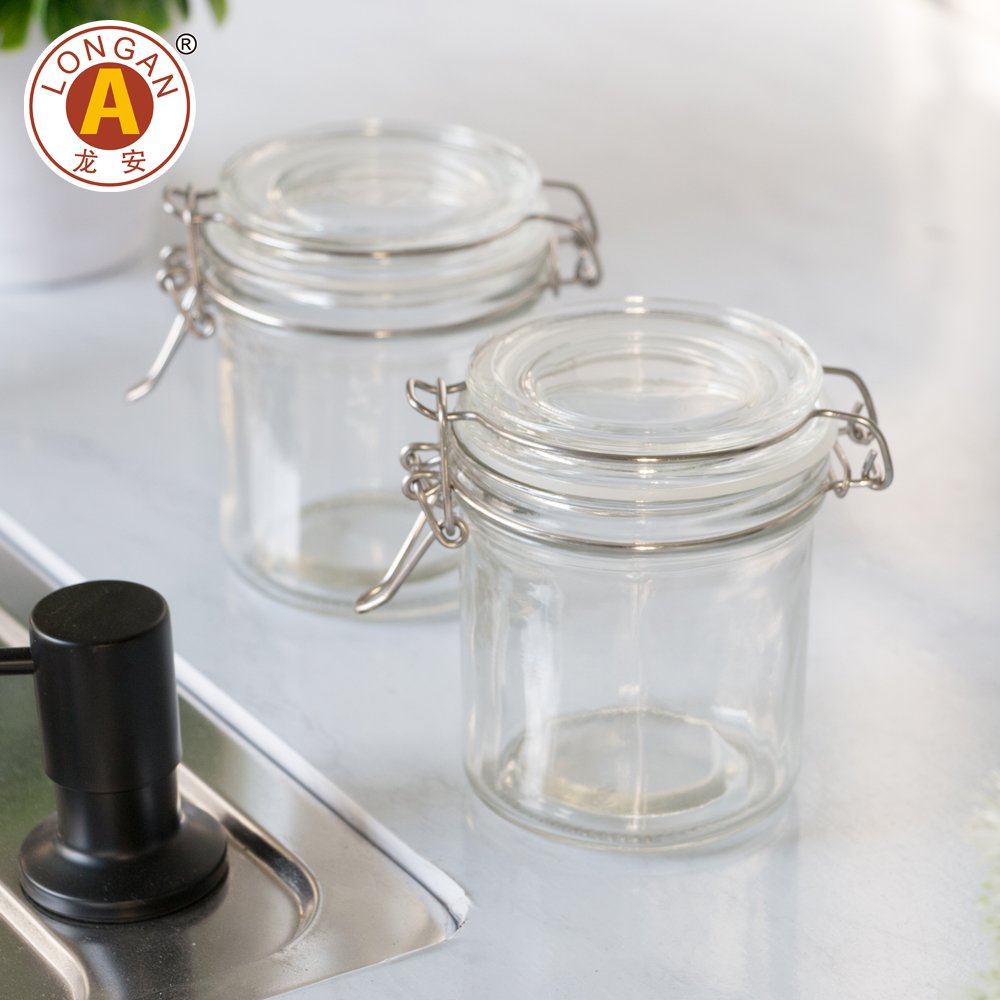 Wholesale Custom Clear 250Ml Glass Mason Jar Pump Canning Jar Lid Glass Dispenser Storage Jar Bottles And Bottle